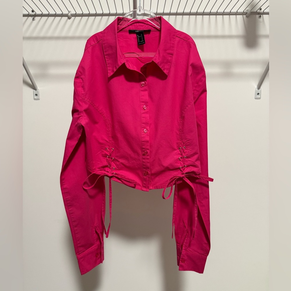 Forever 21 Women’s Hot Pink Crop Top Shirt Size Small